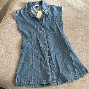 Denim Sleeveless Button-Down Dress NWT